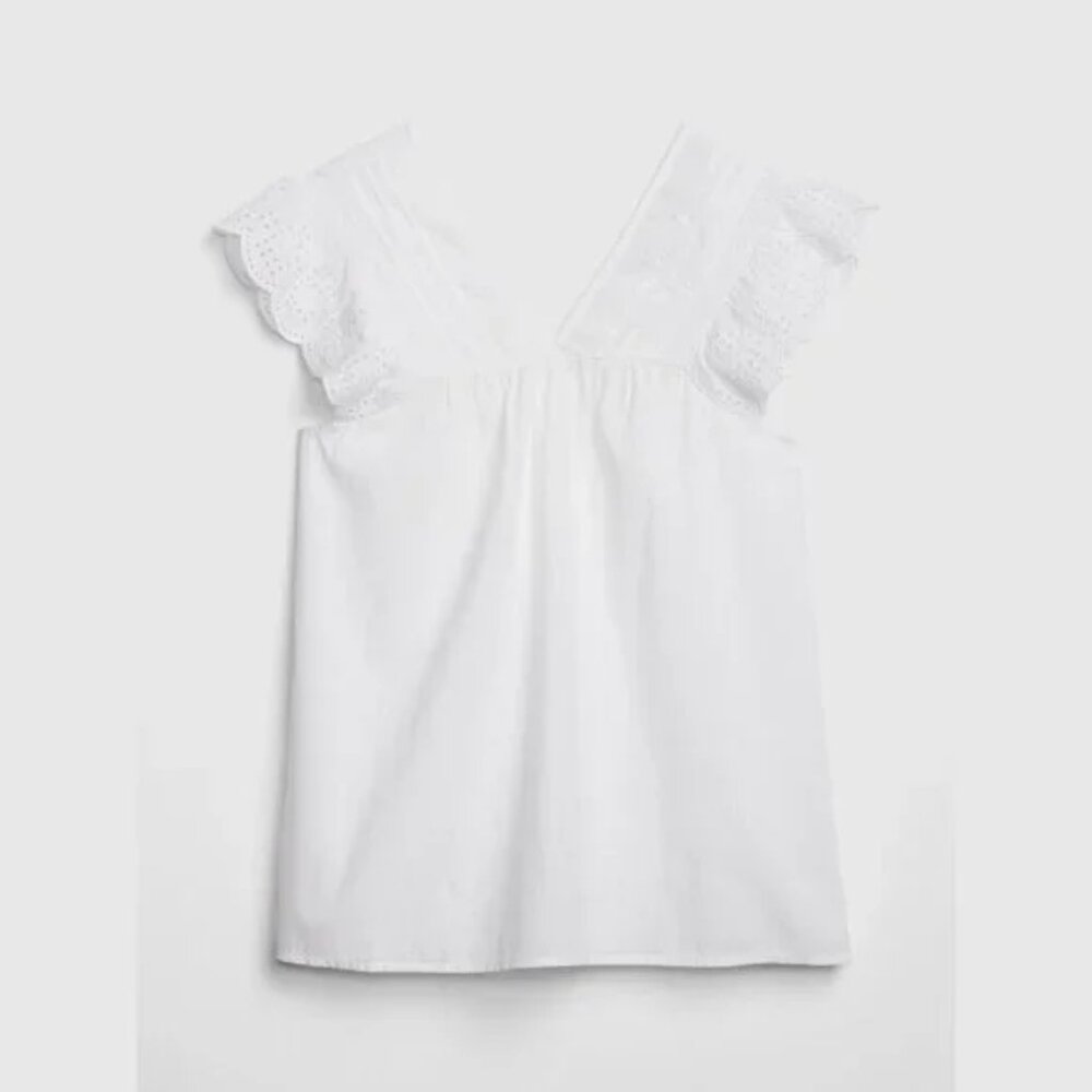 GAP embroidered eyelet lace V-Neck white top XXL NWOT